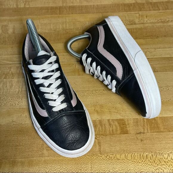 Vans Old Skool Pro Black Pink Leather Skate Shoes - Picture 7 of 8